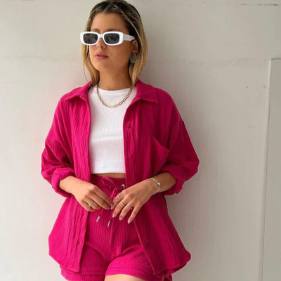 Sylviana™ | Set di due pezzi con maniche lunghe e pantaloni corti