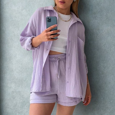 Sylviana™ | Set di due pezzi con maniche lunghe e pantaloni corti