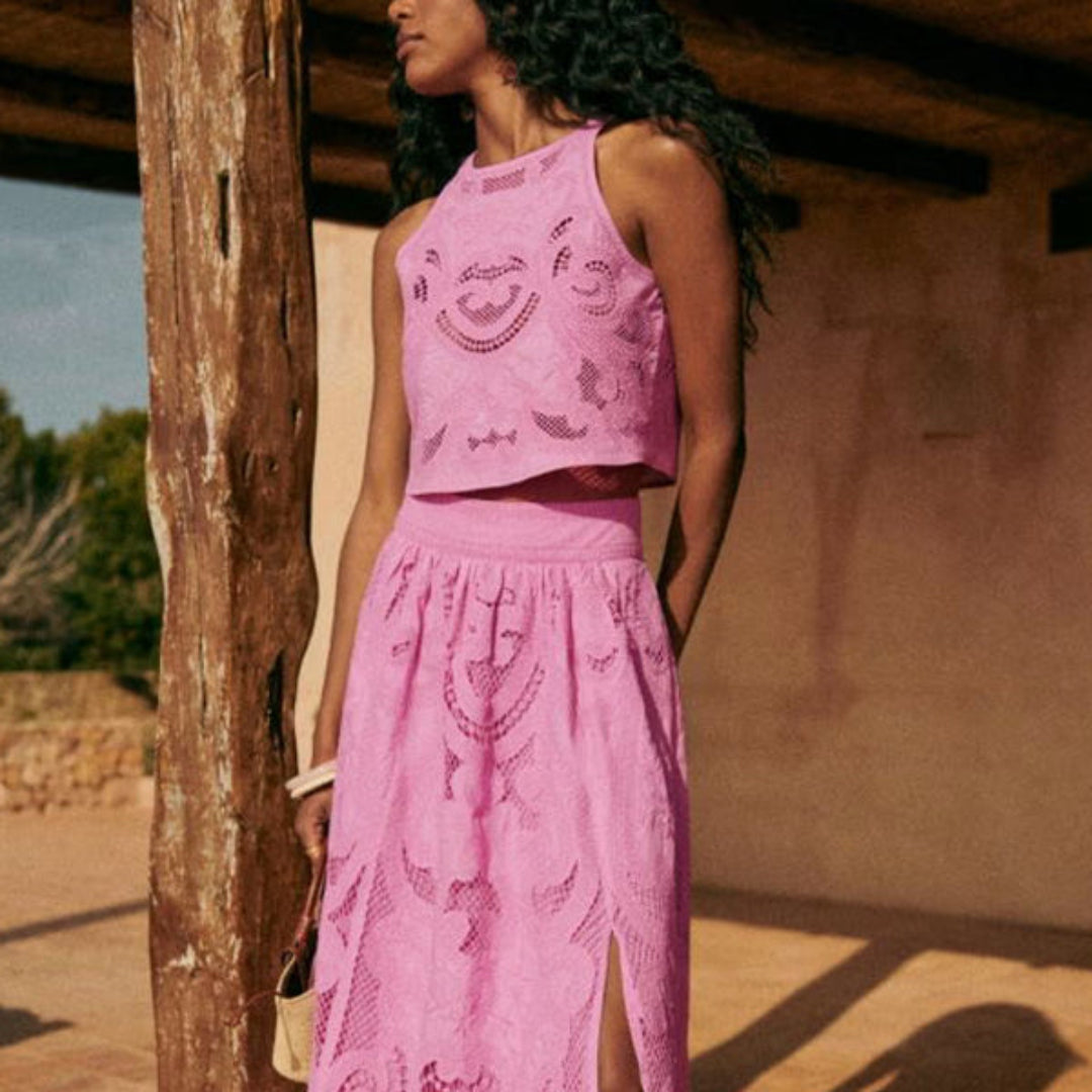 Vanammara™ | Completo Top e Gonna in Pizzo Ricamato